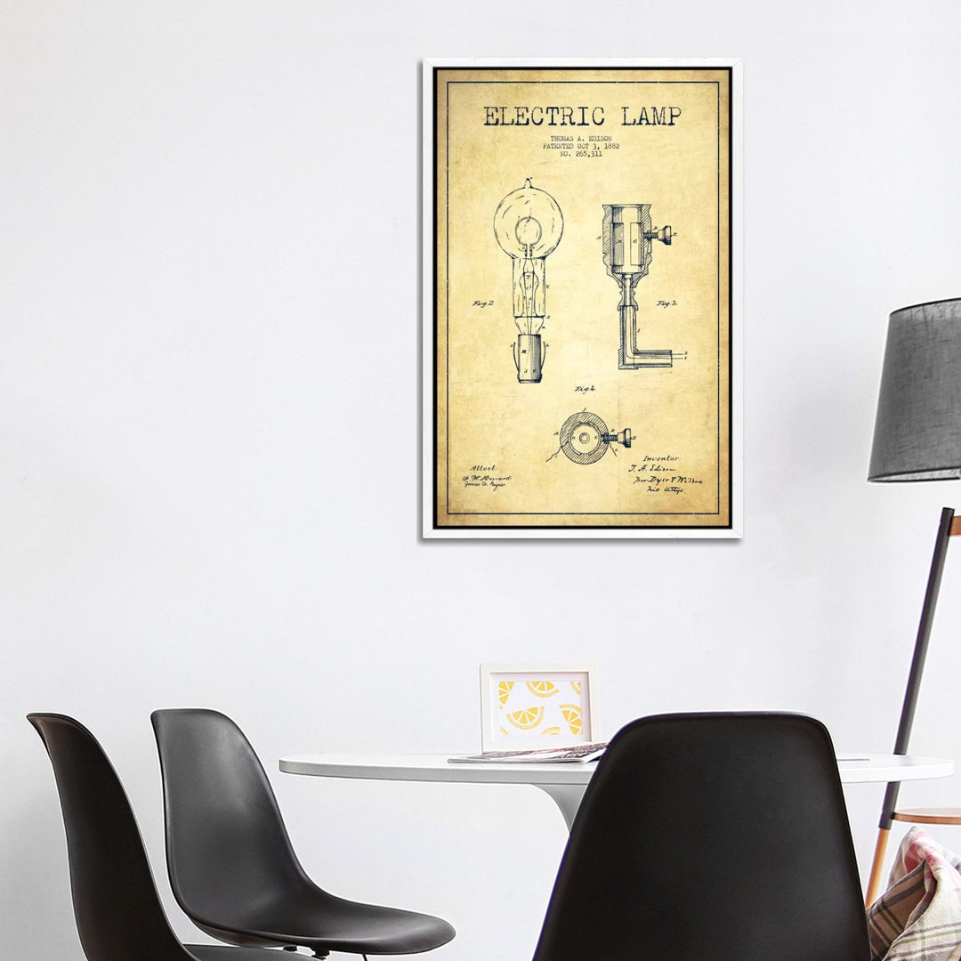 Electric Lamp Vintage Patent Blueprint by Aged Pixel - Gallery-Wrapped Canvas Giclée on Canvas