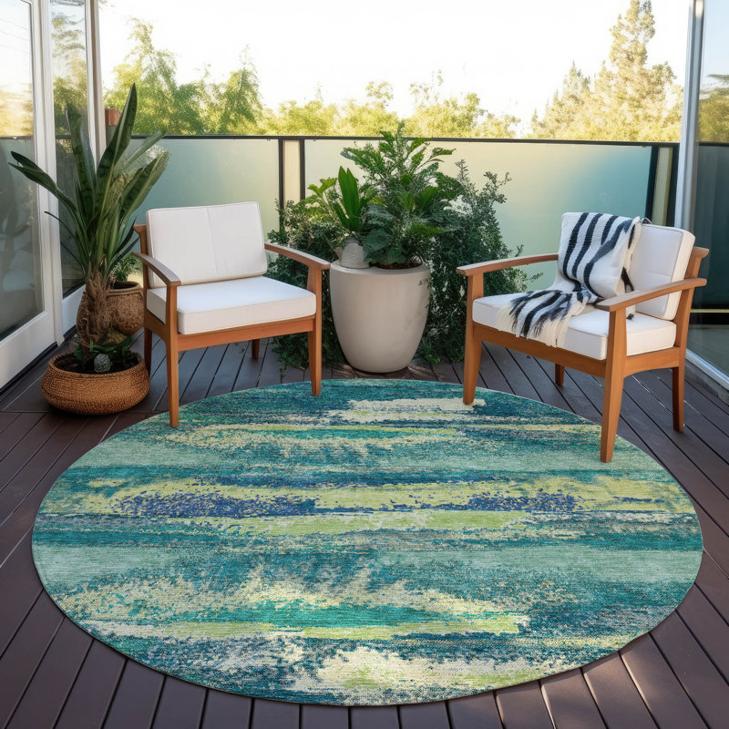 Aleighna Area Rug with Non-Slip Backing, Round 8'