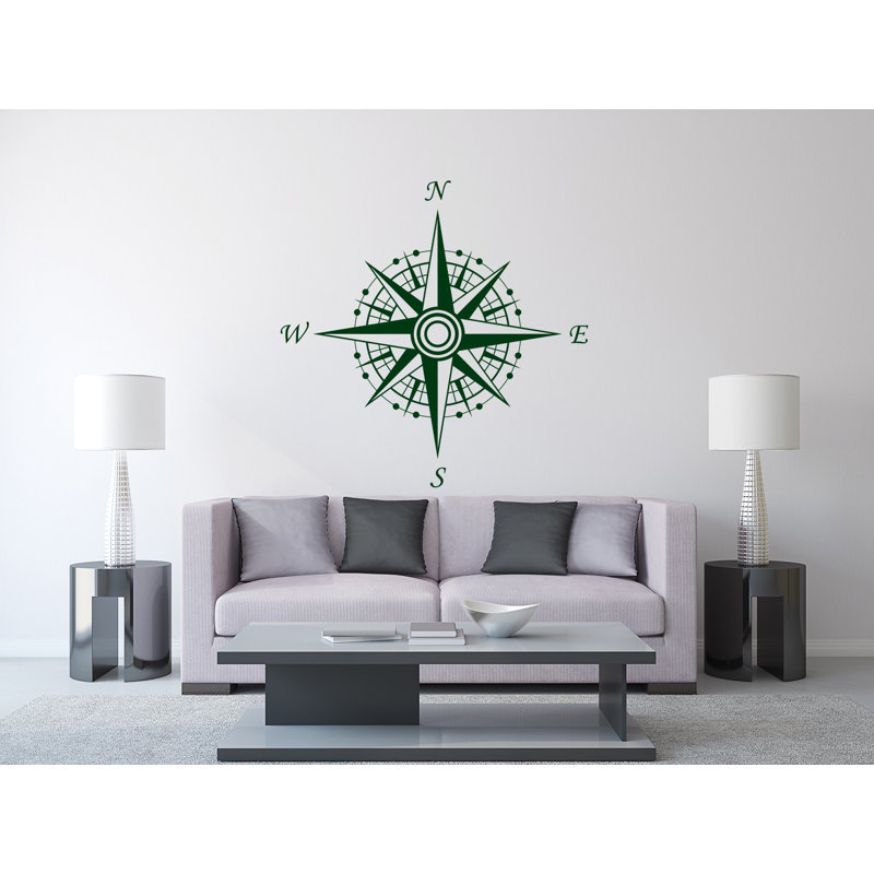 Décalcomanie murale autocollante compass, Vert
