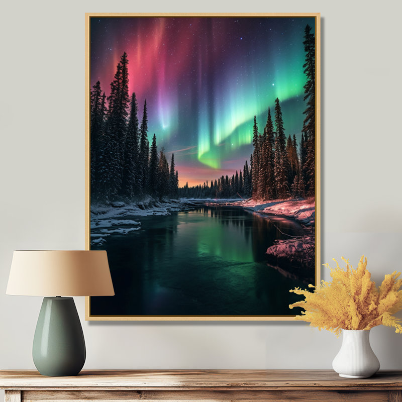 Yukon Northern Lights Beauty IV, reproduction sur toile encadrée, H 44 po x l 34 po x P 1,5 po, Cadre flottant en érable