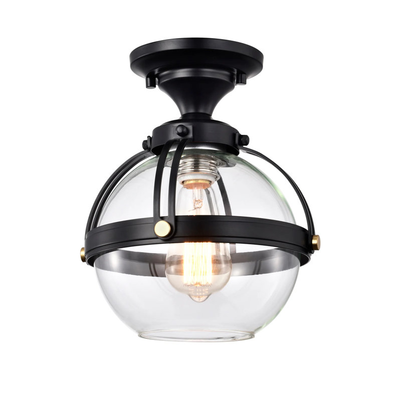 Glass Semi Flush Mount, Matte Black