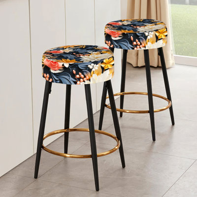 Multicolor Forest Plants Pattern - Floral Bar Stools Set Of 2