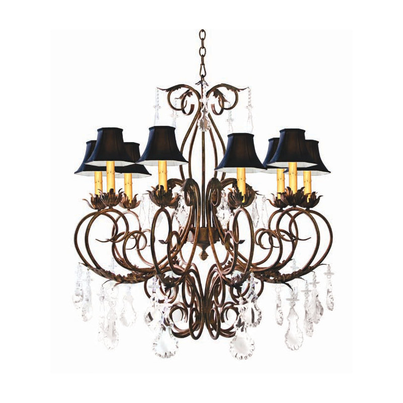 Felicia 10 - Light Chandelier, French Bronze, Black Hexagon