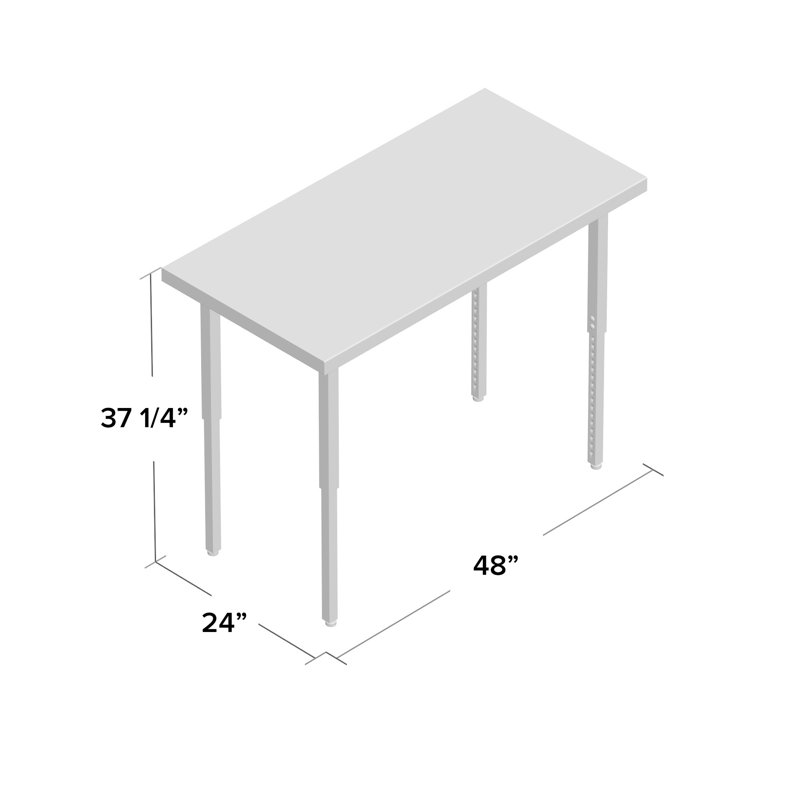 Table d'activité rectangulaire à hauteur ajustable, H 37,25 po x L 54 po x l 24 po