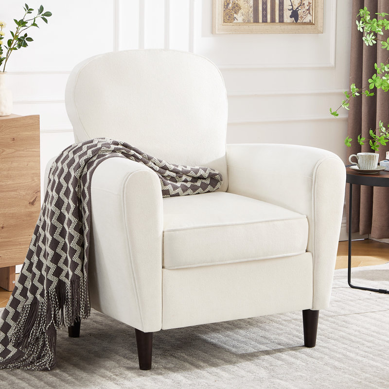 Fauteuil rembourré avec pieds en bois, Beige