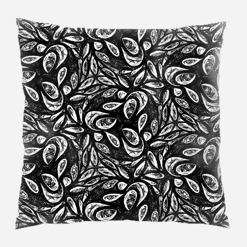 Fabric Microsuede Reversible Throw Pillow, Black Floral 2