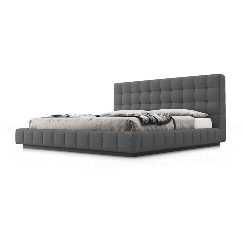 Thompson Upholstered Wingback Bed, Carbon Gray, King