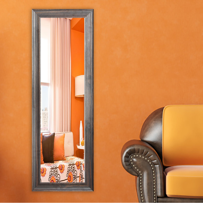 Carlea Wood Flat Mirror, Dark Walnut, 59" H x 20" W