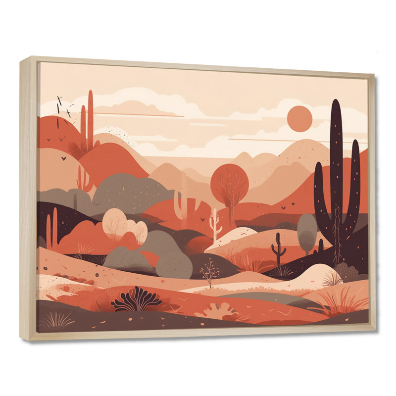 «Sublime Desert Simplicity - Minimalisme», art mural, H 34 po x l 44 po x P 1,5 po, Cadre flottant érable