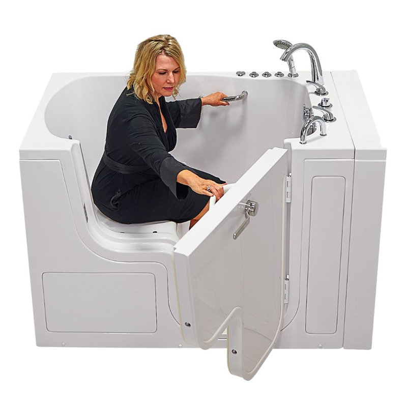 Wheelchair Transfer 36"x55" Acrylic Air and Hydro Massage Walk-In Bathtub, Fast Fill Faucet, Right