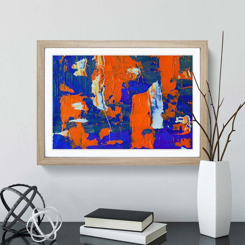 Abstract Art Painting Vol.472 by S.Johnson - Picture Frame Painting Print, 36cm H x 48cm W x 2cm D, Oak Framed