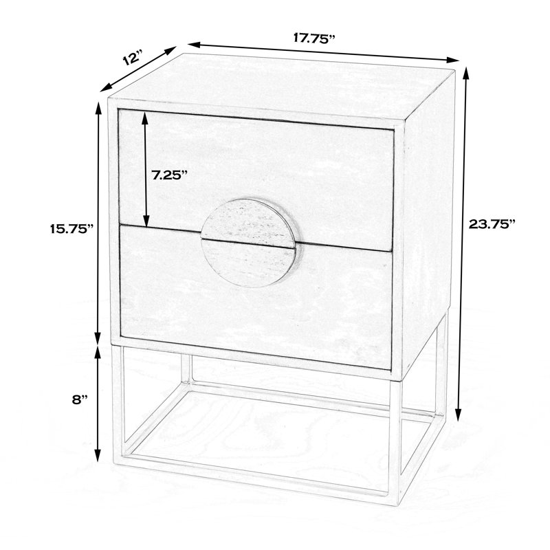 Lennasa 2 drawers Nightstand