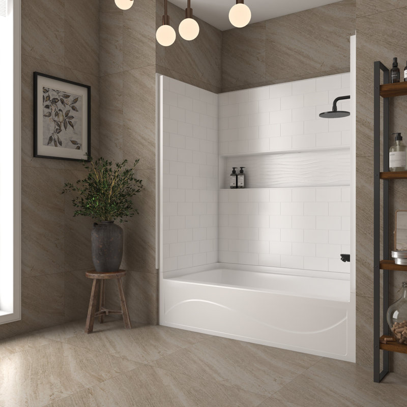 White Acrylic 60" x 32" 4-Piece Alcove Tub Surround