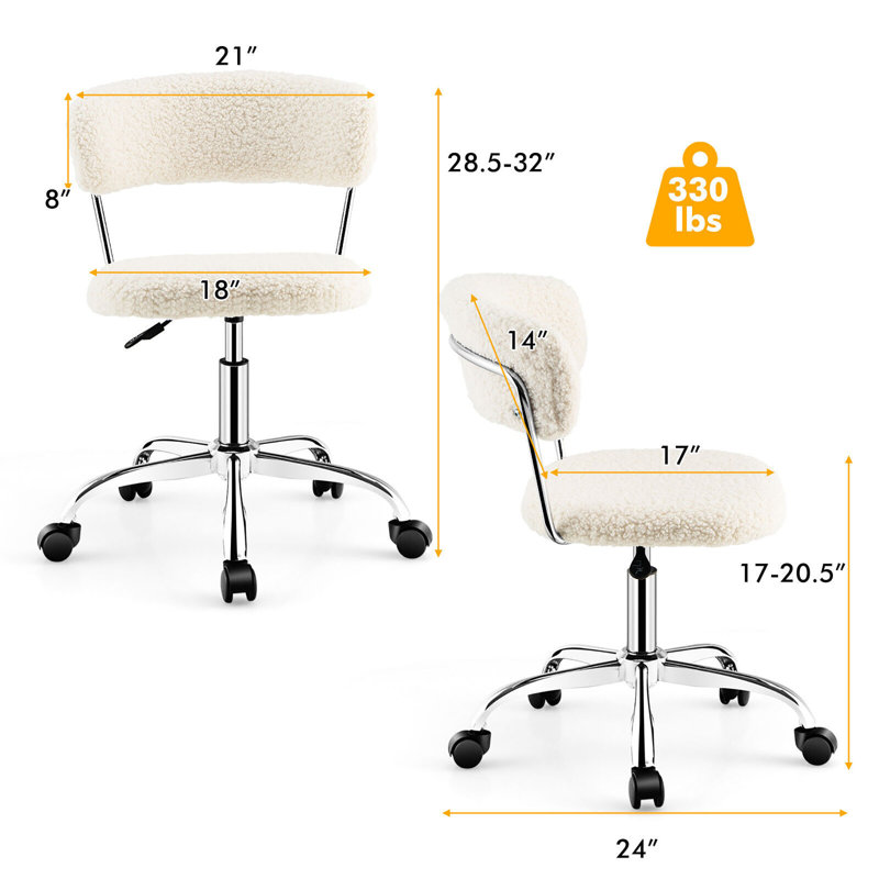 Kolbie Faux Fur Task Chair, White