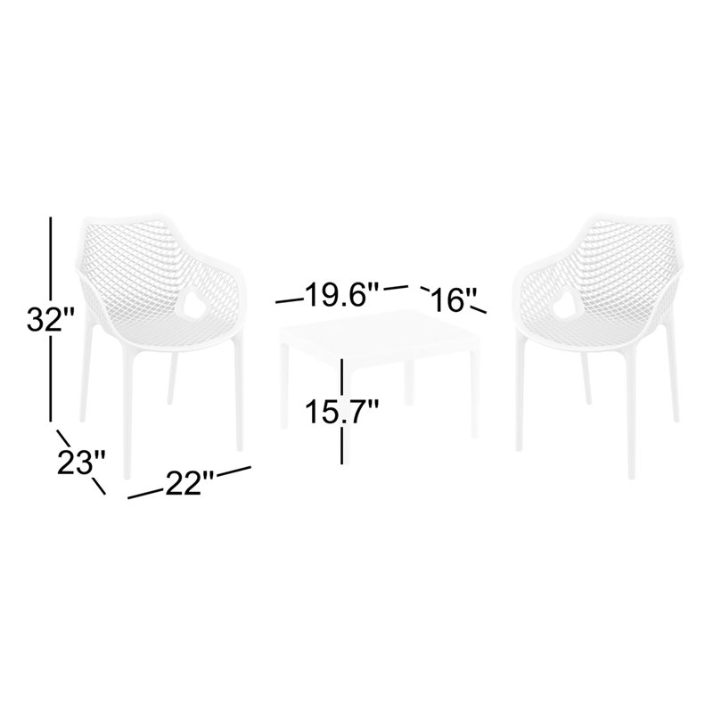 Farrah 2-Person Stackable Plastic Patio Seating Set, Yellow