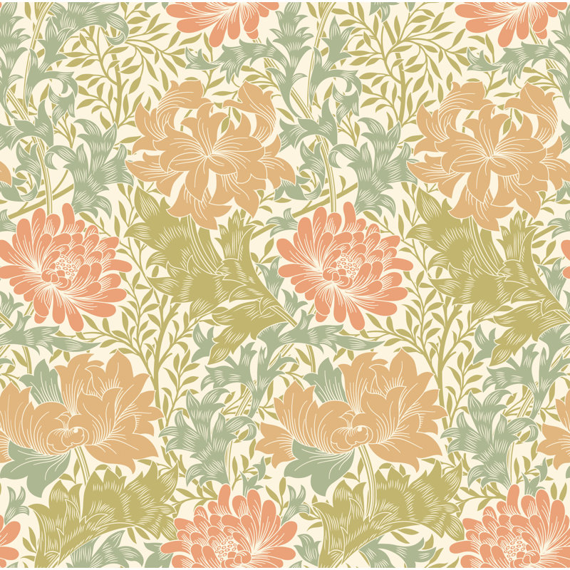 Padstow 10m x 50cm Matte Wallpaper Roll, Sage/Amber
