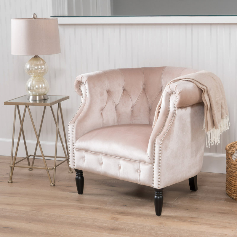 Fauteuil club, Velours champagne