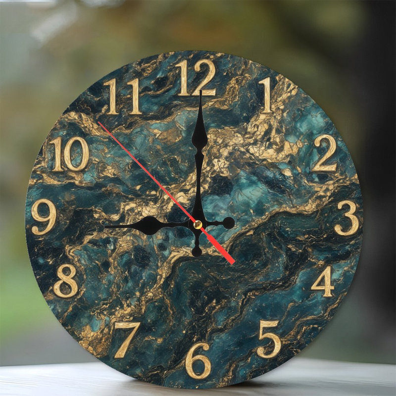 Horloge marbrée bleu sarcelle