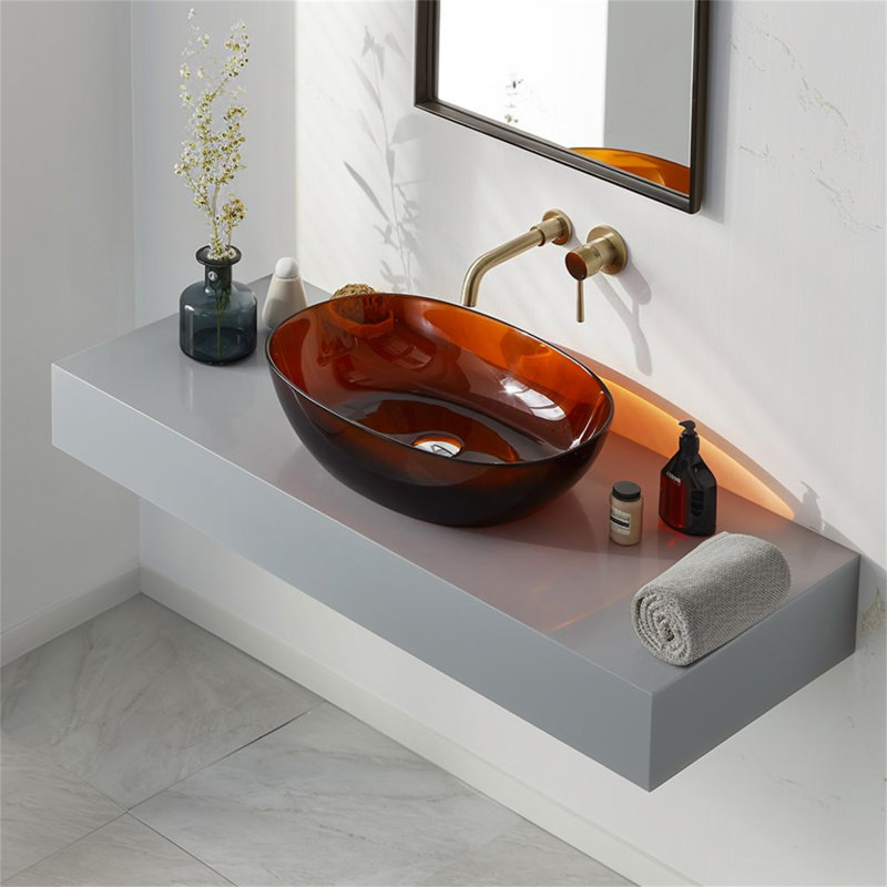 Lavabo vasque en résine pour salle de bain 25C62-Brun