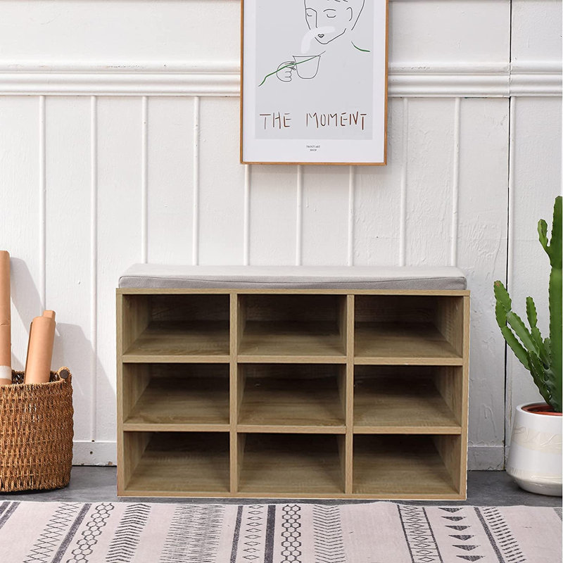 Garriott Upholstered Storage Bench, Sonoma Oak