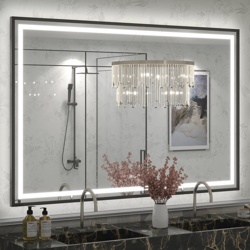 Miroir de salle de bain Molly Framelss, 60 po x 40 po, Noir