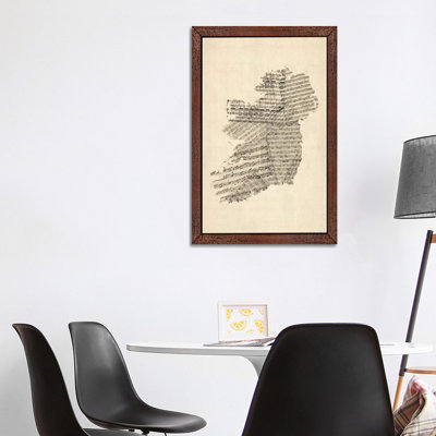 Ireland Sheet Music Map by Michael Tompsett - 1 Piece Floater Frame Wall Art on Canvas