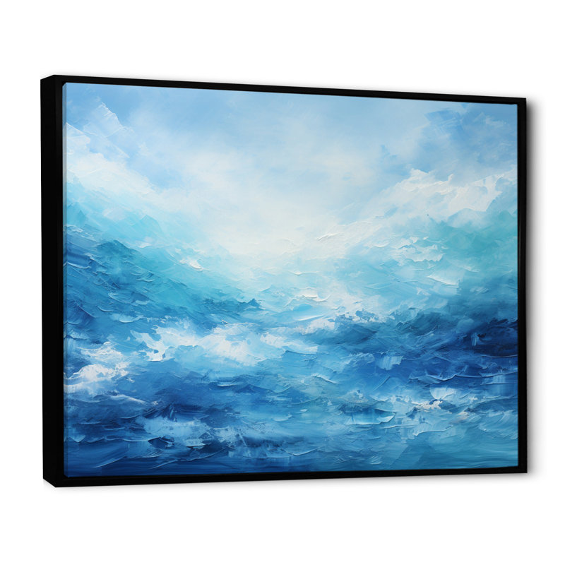 «Blue Infinity Of The Ocean II», art sur toile océan, H 24 po x l 32 po x P 1 po, Cadre flottant noir
