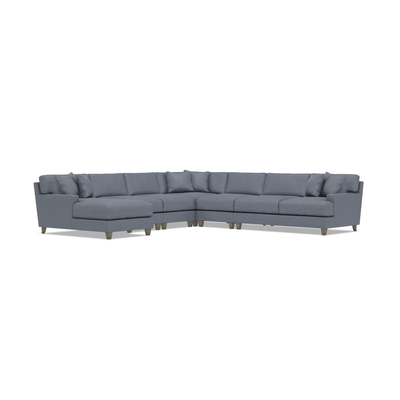 Bernhardt Mila 6-Piece Fabric Sectional, Teal Polyester, Left Hand Facing, 33.5" H x 137" W x 137" D