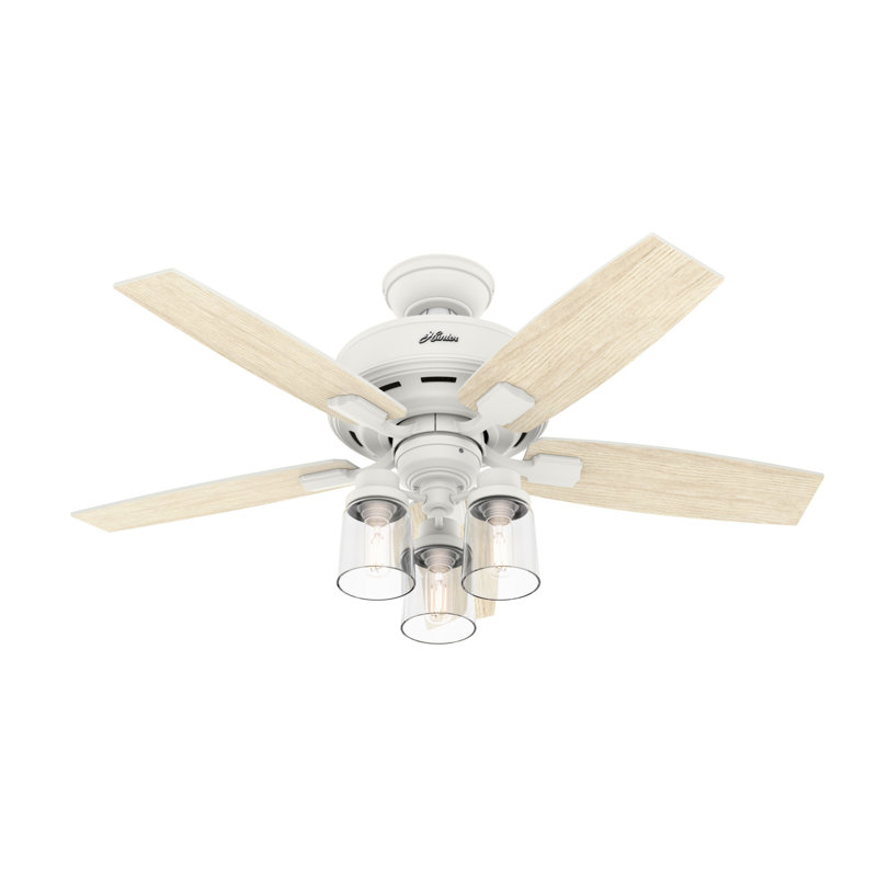44" Bennett 5 - Blade Standard Ceiling Fan with Lights and Remote, White