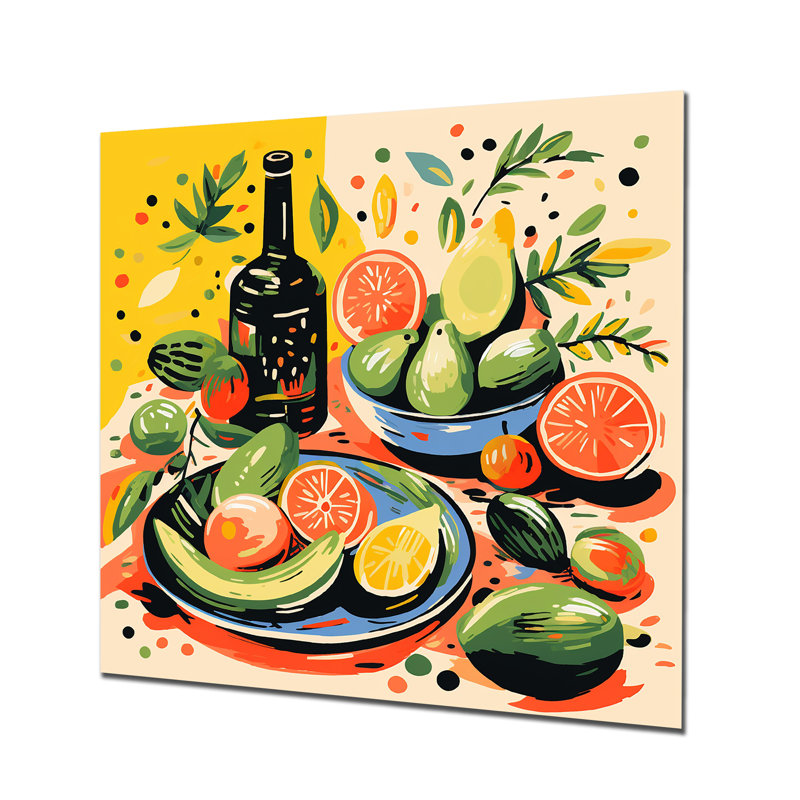 «Green and Red Avocado Elegance I», art mural en métal, H 16 po x l 16 po x P 1 po