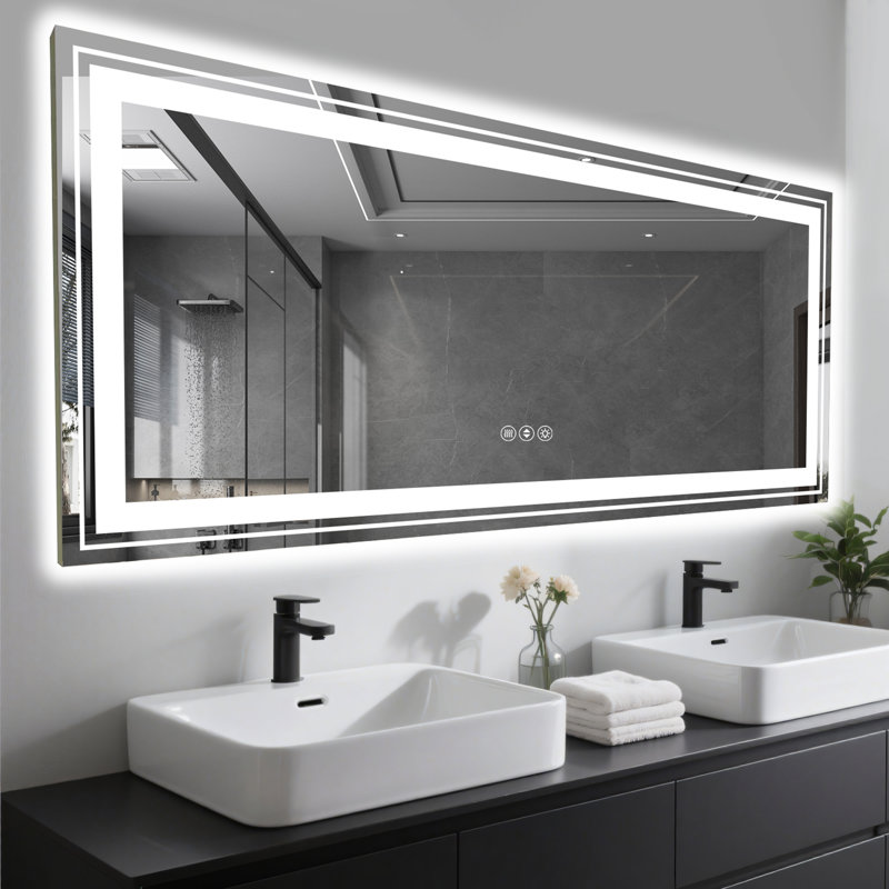 Frameless LED Bathroom Mirror,Smart Mirror, 32" x 84"