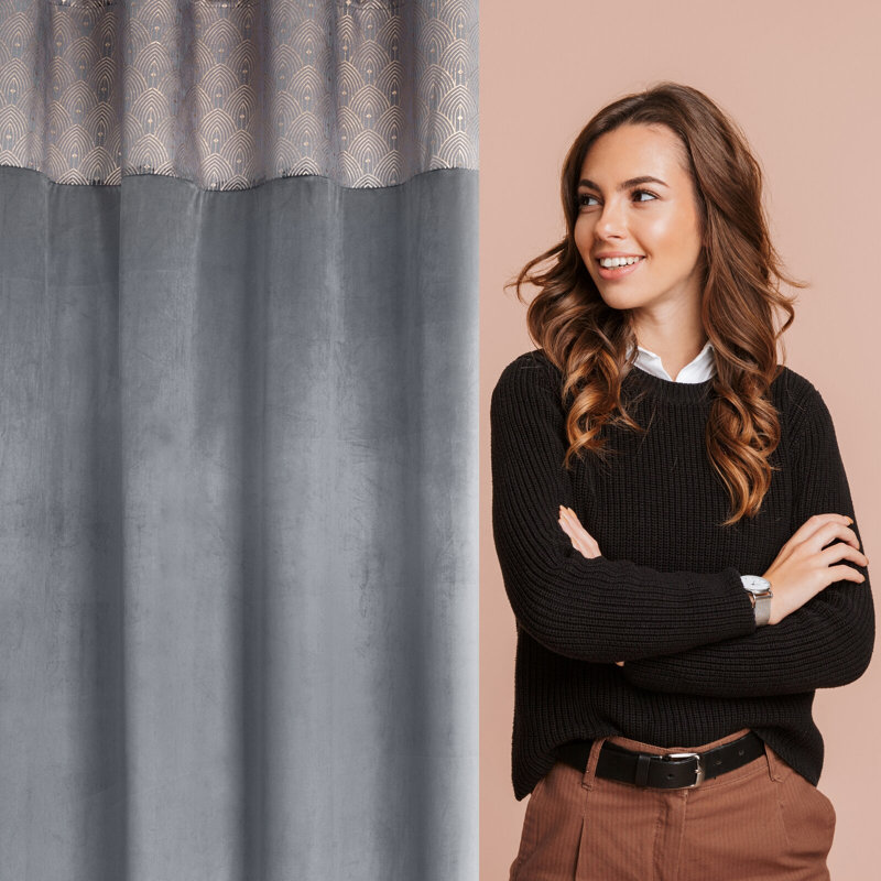 Design 91 Polyester Room Darkening Eyelet Curtains Panel, Graphite