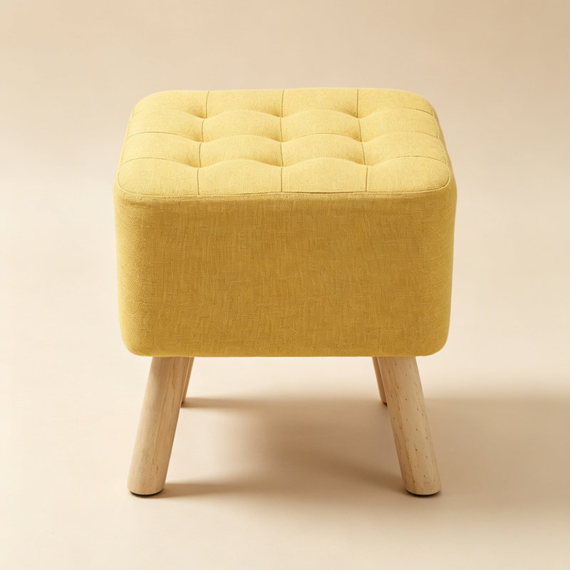 Linen Upholstered Bench, Yellow
