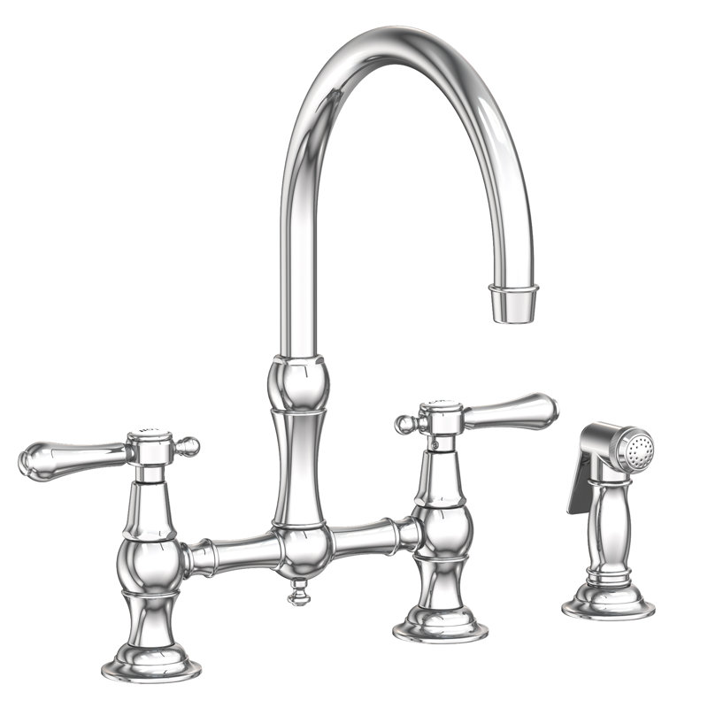 Chesterfield Bridge Kitchen Faucet with Side Spray, Polished Chrome