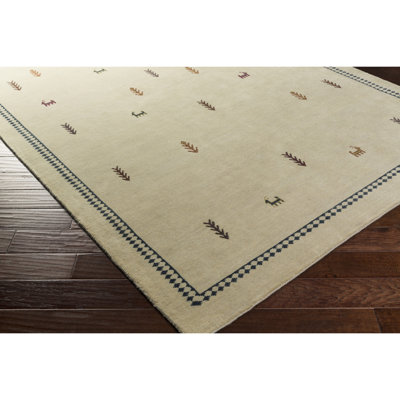Tapis neutre en laine noué la à la main neutre/noir Taylor Cove