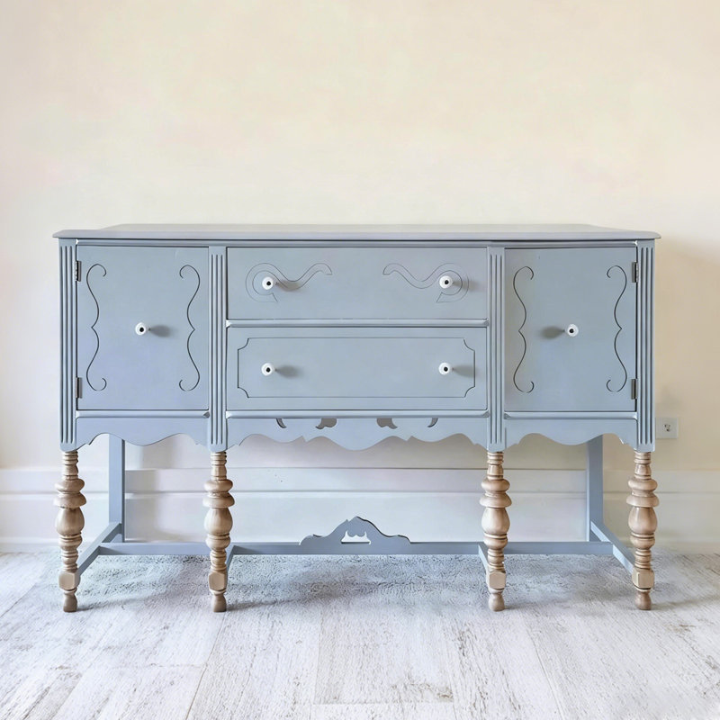 Buffet décoratif rétro en bois massif bleu