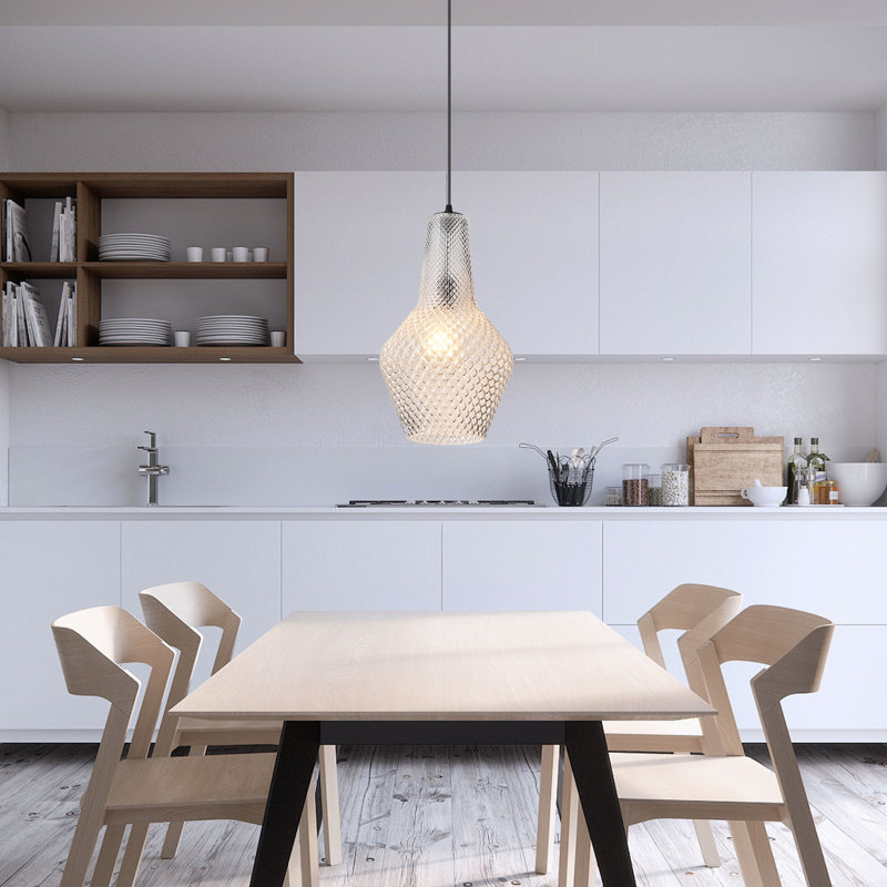 1 - Light Single Geometric Pendant, White
