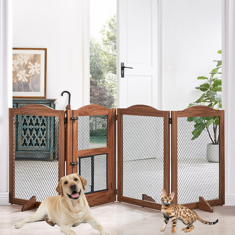 Barrière pour animaux en métal, Bois brun