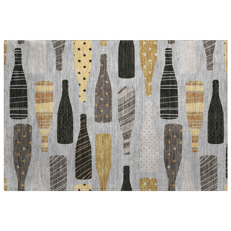 Premium Machine Washable Dream Shag ADS167 Wine Bottles Rug, 2'6" x 3'10"