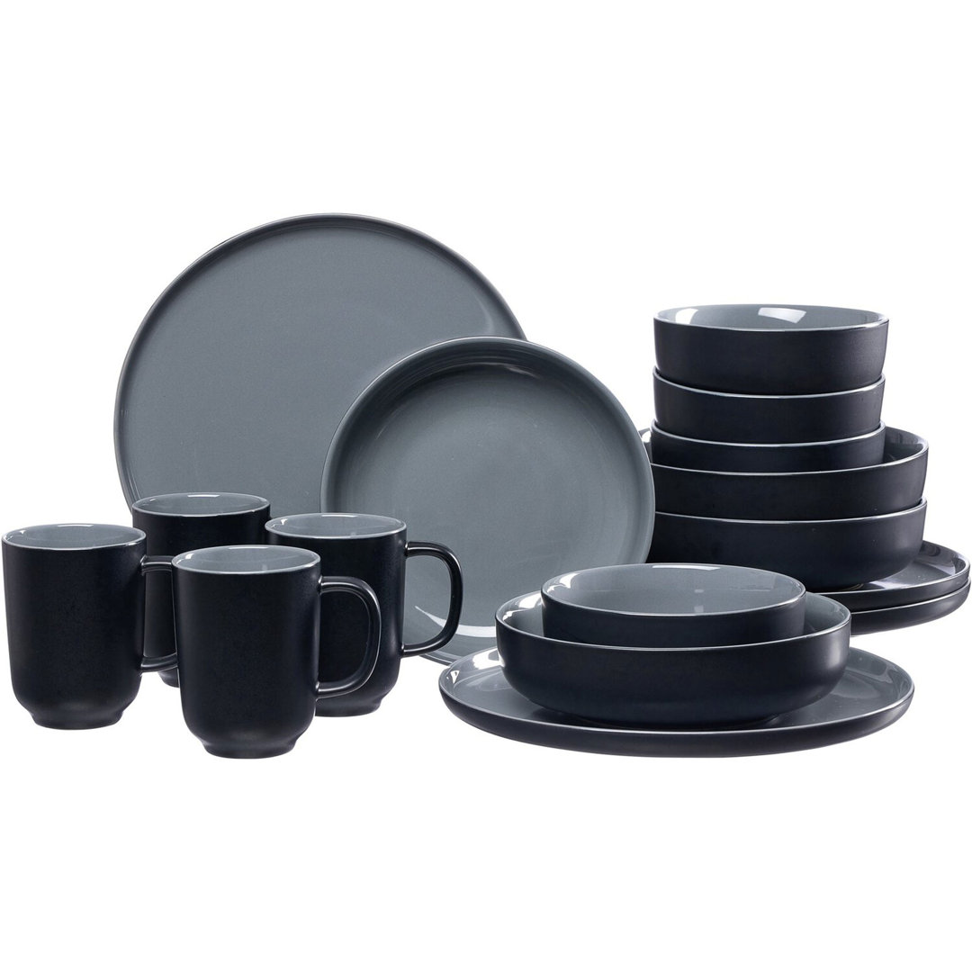 Ritzenhoff & Breker Jasper dinnerware set, 16 piece dinnerware set, stoneware, black