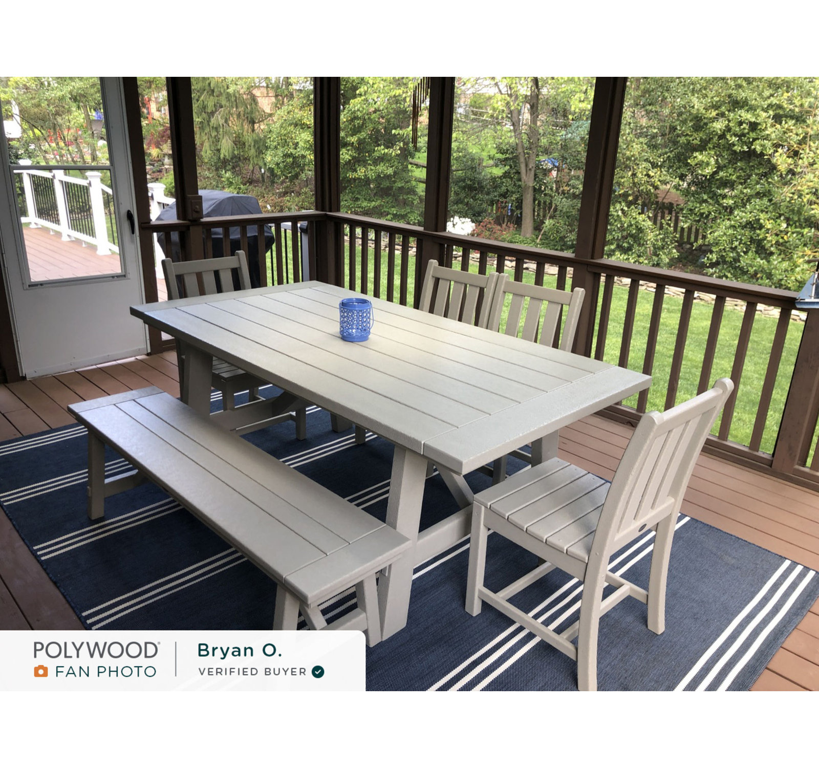 POLYWOOD® Tables 75" Patio Dining Table, White