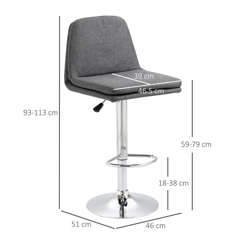 Dixion Swivel Upholstered Adjustable Height Counter Stool with Metal Frame
