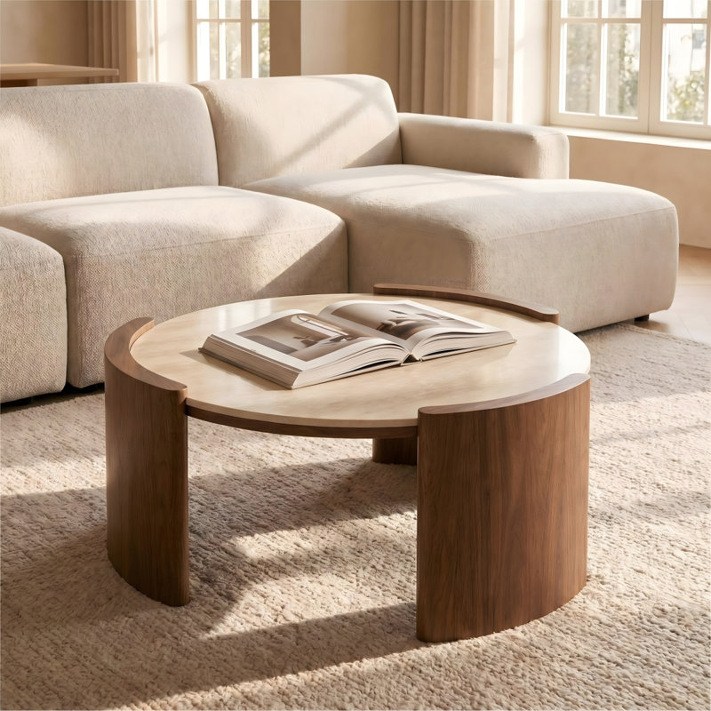 Table basse Modern Modern, Noyer, jaune / brun