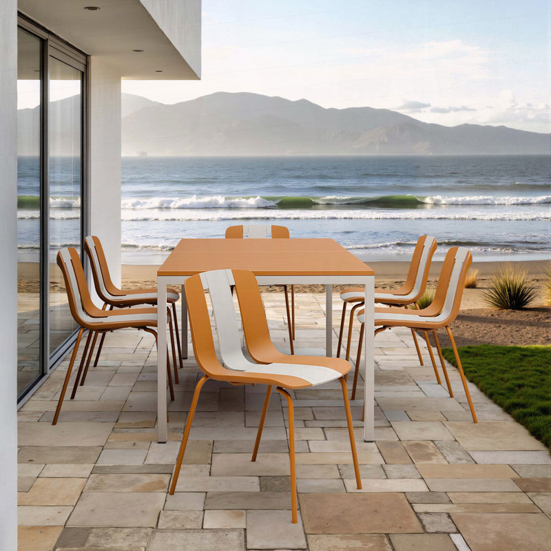 Set of 4 Modern Striped Color Block Chairs – PP Plastic Seat with Sturdy Metal Legs