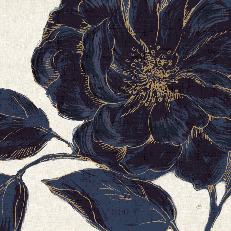 Jardin indigo II, H 36 po x l 36 po, Oui, Cadre simple noir