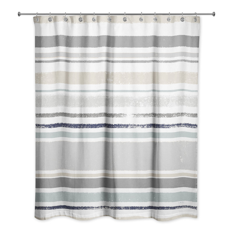 Rideau de douche simple à rayures Lecuyer, Gris