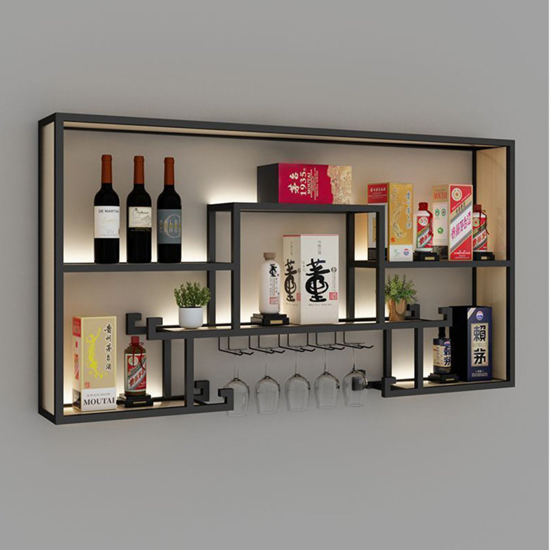 Creative wall-mounted wine rack, Black, 31.4" H x 47.2" W x 7.8" D