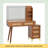 47''Vintage Makeup Vanity With Mirror And Lights, Makeup Vanity Desk With 5 Drawers And Storage Shelf, Rattan Drawer Design, 3 Color Modes And Adjustable Brightness Dressing Table,Walnut-1978056525