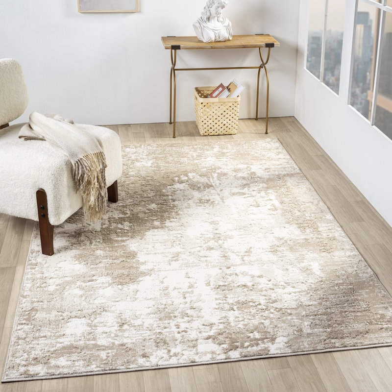 Tapis texturé abstrait à poils longs et courts, Rectangle l 5 pi 12 po x L 7 pi 8 po