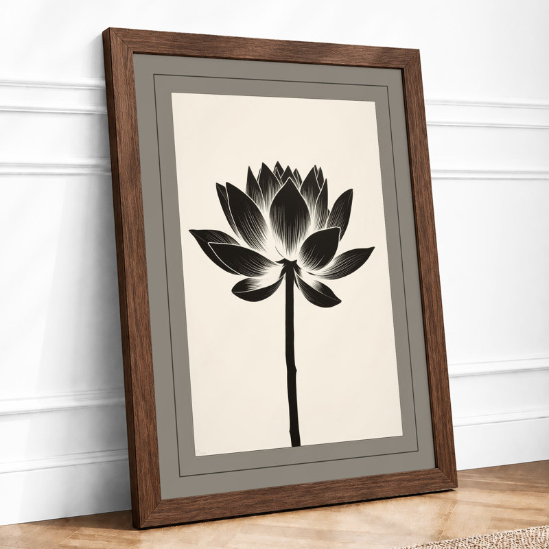 Lotus Botanical - Framed Print, A1 - 84.1 x 59.4 cm, Walnut